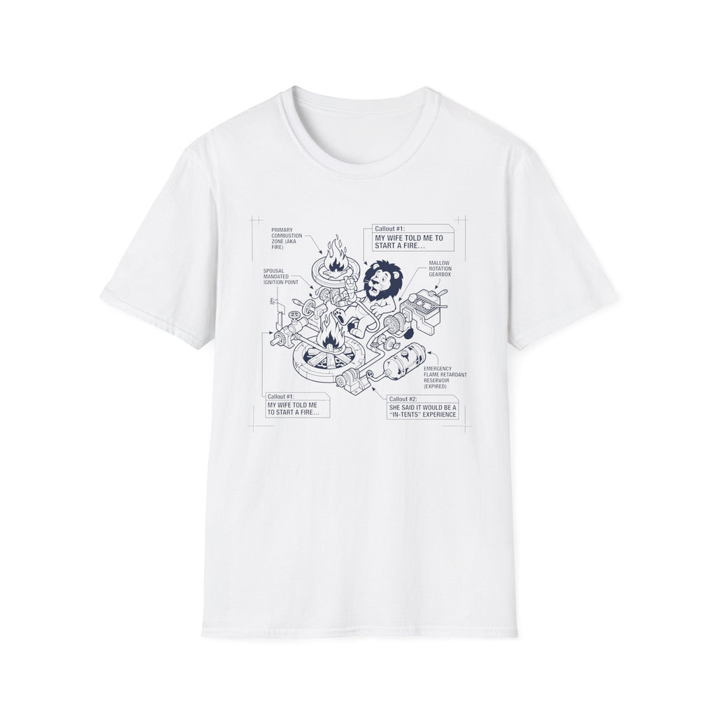 Start a fire lion – Adventure Graphic Blue Print Art T-Shirt