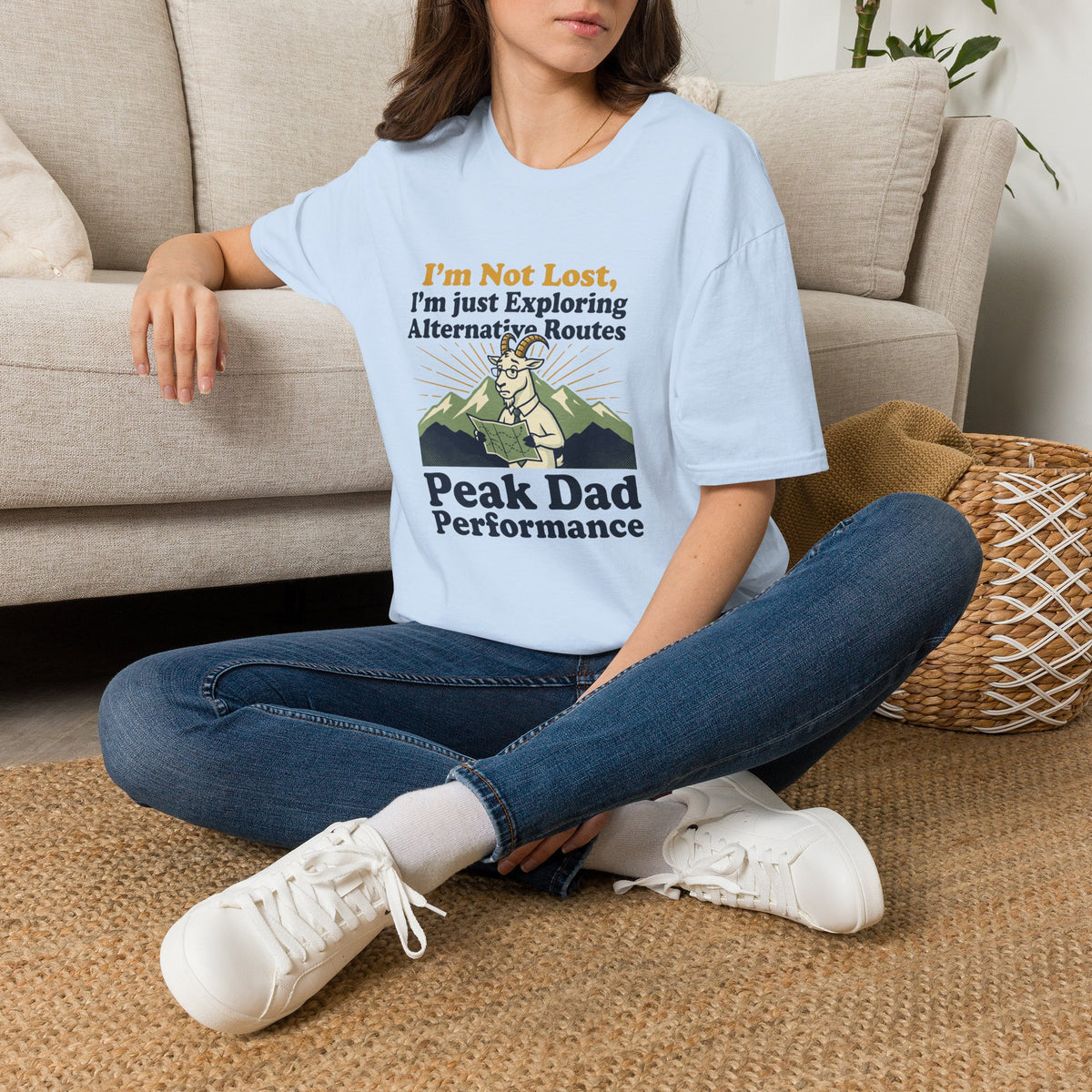 I am not lost Dad goat – Adventure Graphic Badge Art T-Shirt