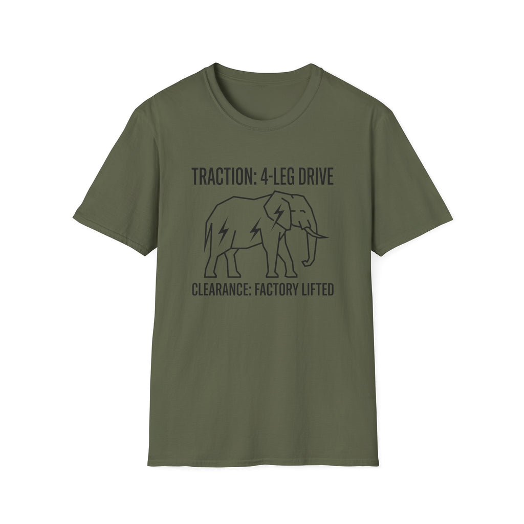 Factory lifted elephant – Adventure Graphic Line Art T-Shirt