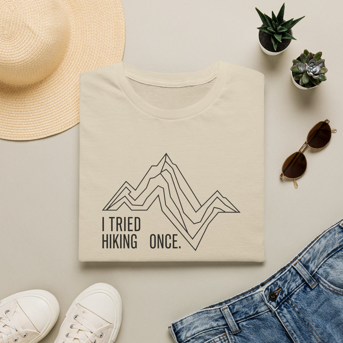 Hiking ups and downs – Adventure Graphic Line Art T-Shirt