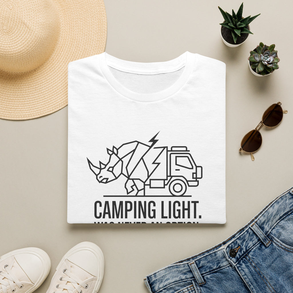 Camping light was never an option – Adventure Graphic Line Art T-Shirt
