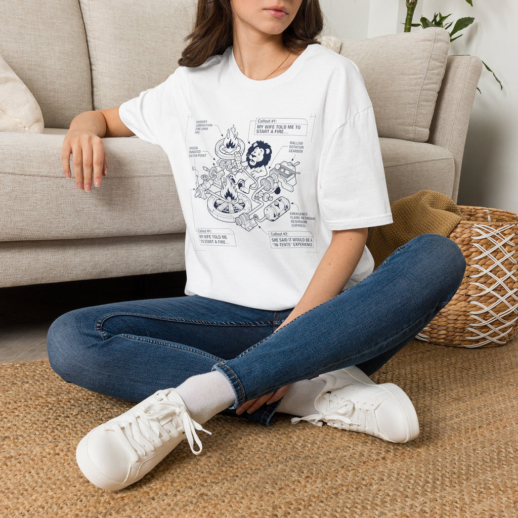 Start a fire lion – Adventure Graphic Blue Print Art T-Shirt