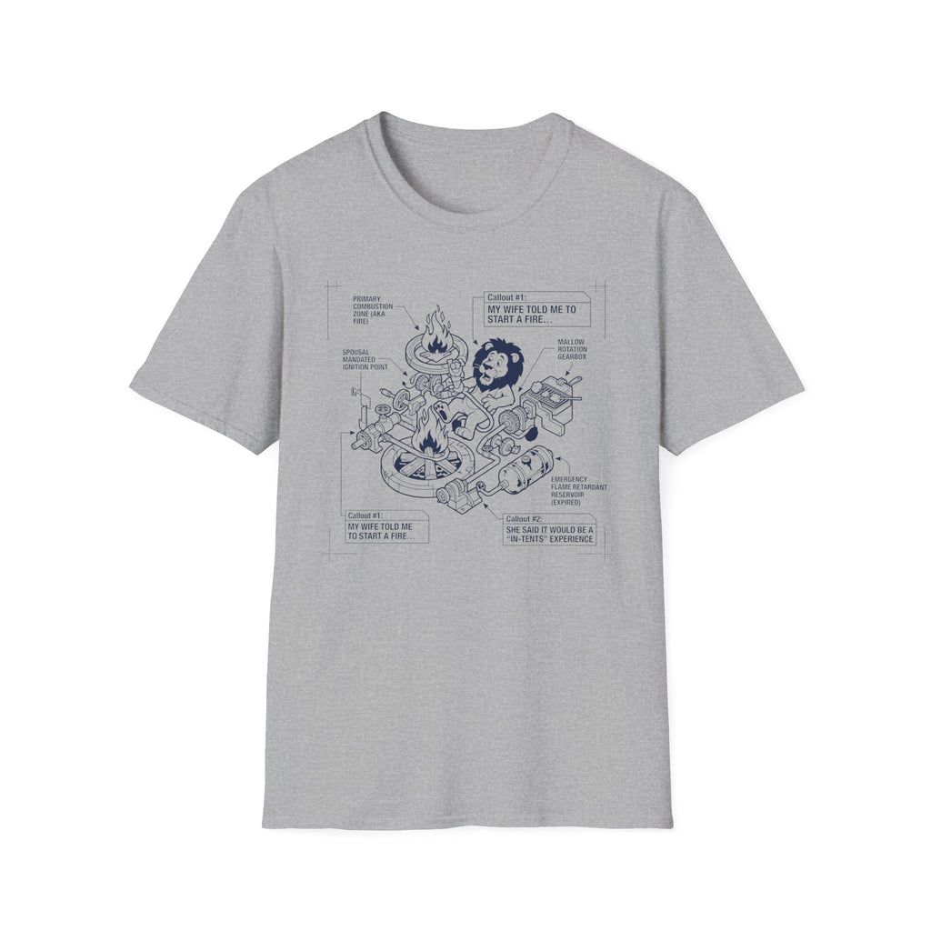 Start a fire lion – Adventure Graphic Blue Print Art T-Shirt