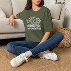 Camping light was never an option – Adventure Graphic Line Art T-Shirt