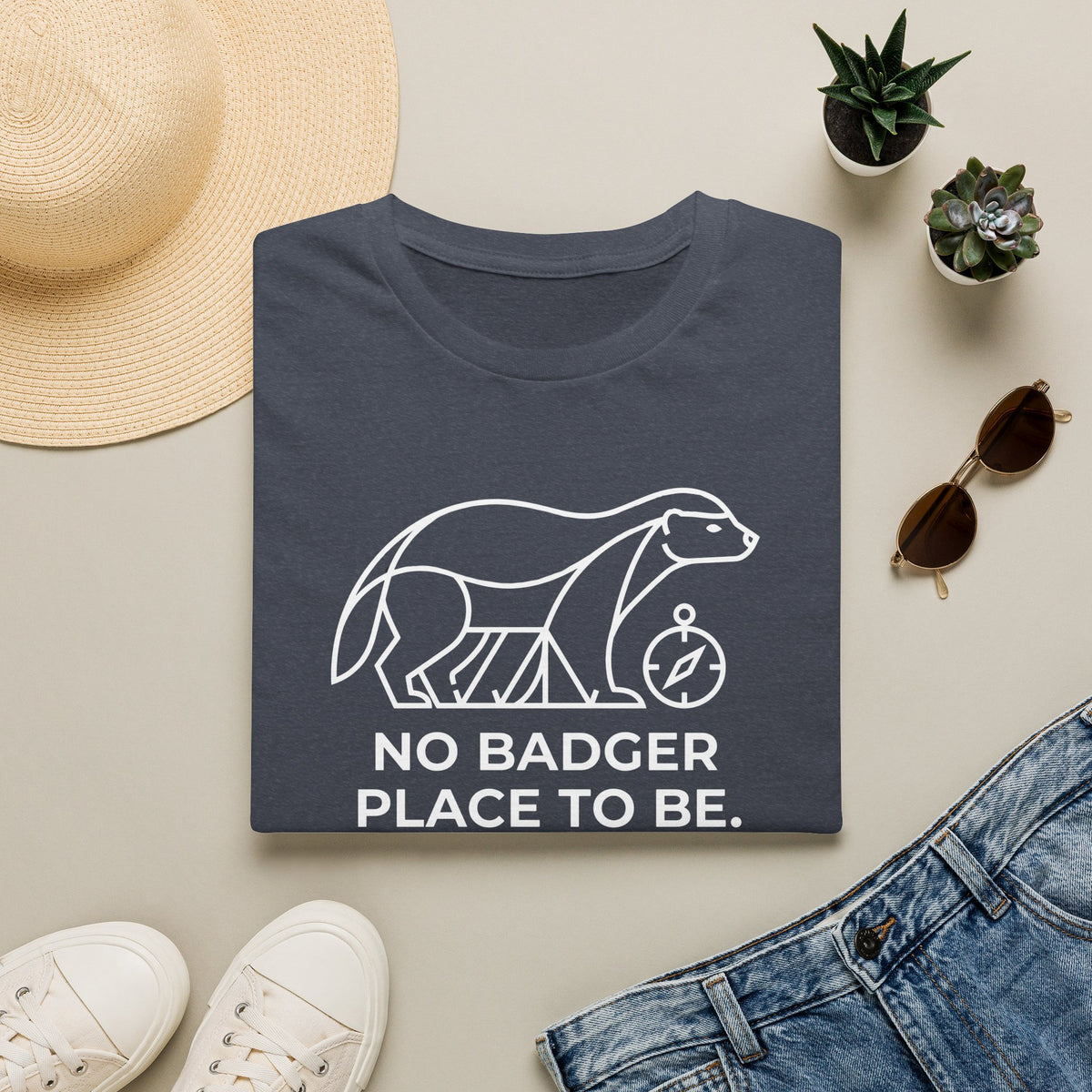 No badger place to be – Adventure Graphic Line Art T-Shirt