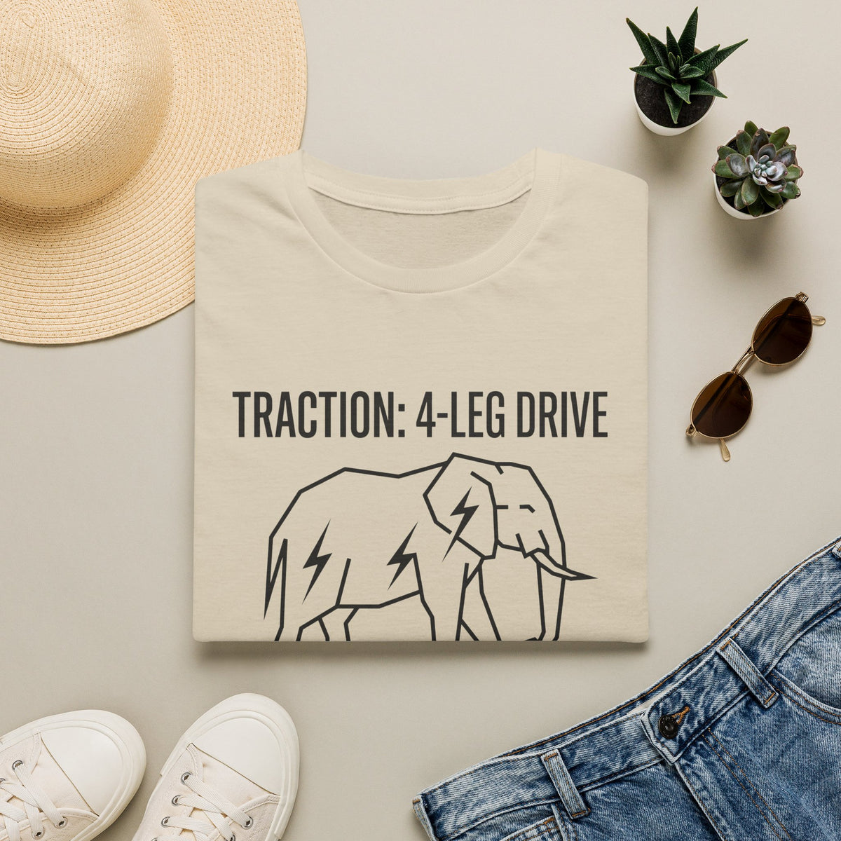 Factory lifted elephant – Adventure Graphic Line Art T-Shirt