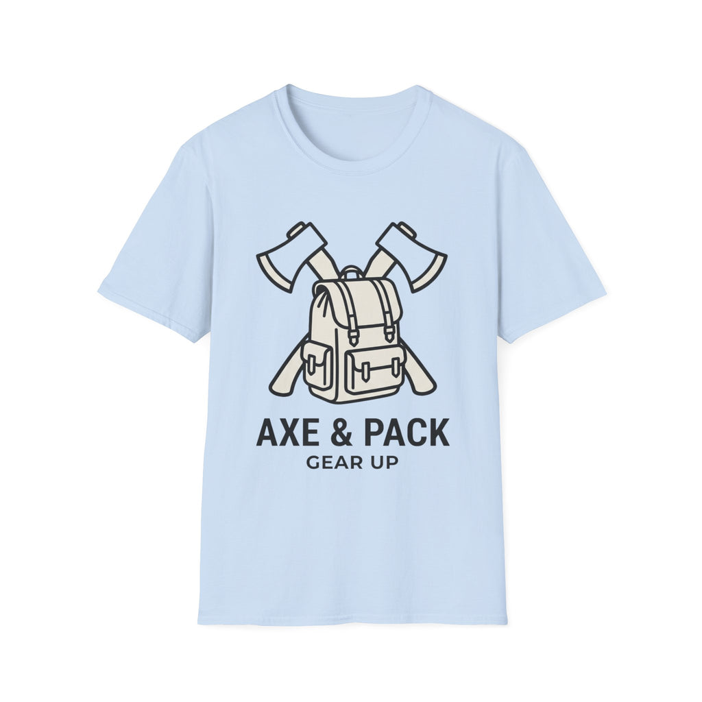 Axe and pack gear up – Adventure Graphic Line Art T-Shirt