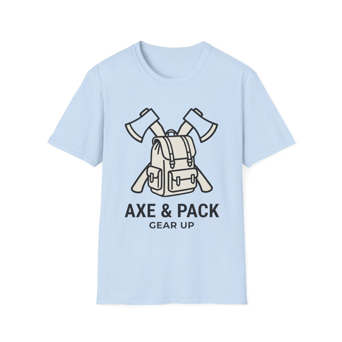 Axe and pack gear up – Adventure Graphic Line Art T-Shirt