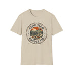 Camp slow wander far tortoise – Adventure Graphic Badge Art T-Shirt