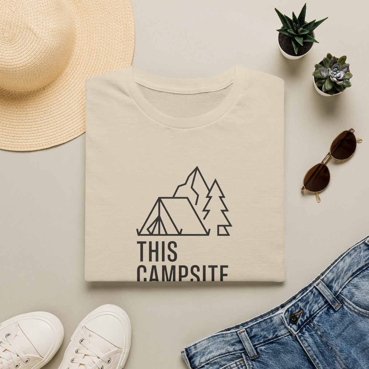 This camp site rocks – Adventure Graphic Line Art T-Shirt