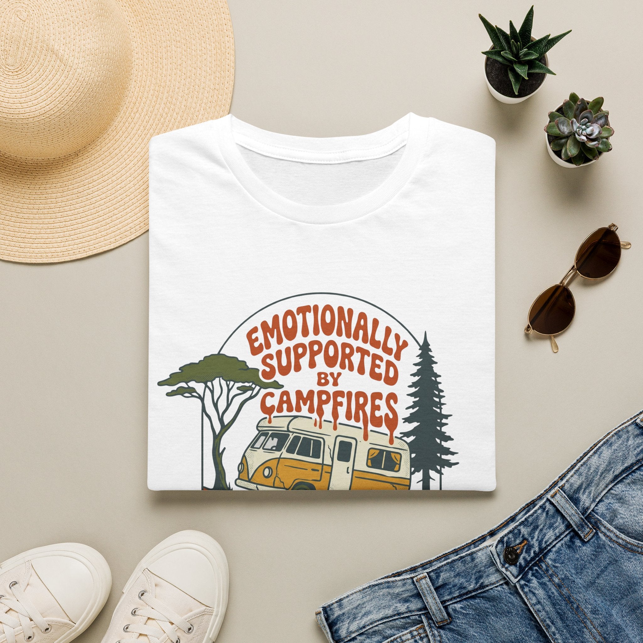 Emotionally supported by campfires T-SHIRT