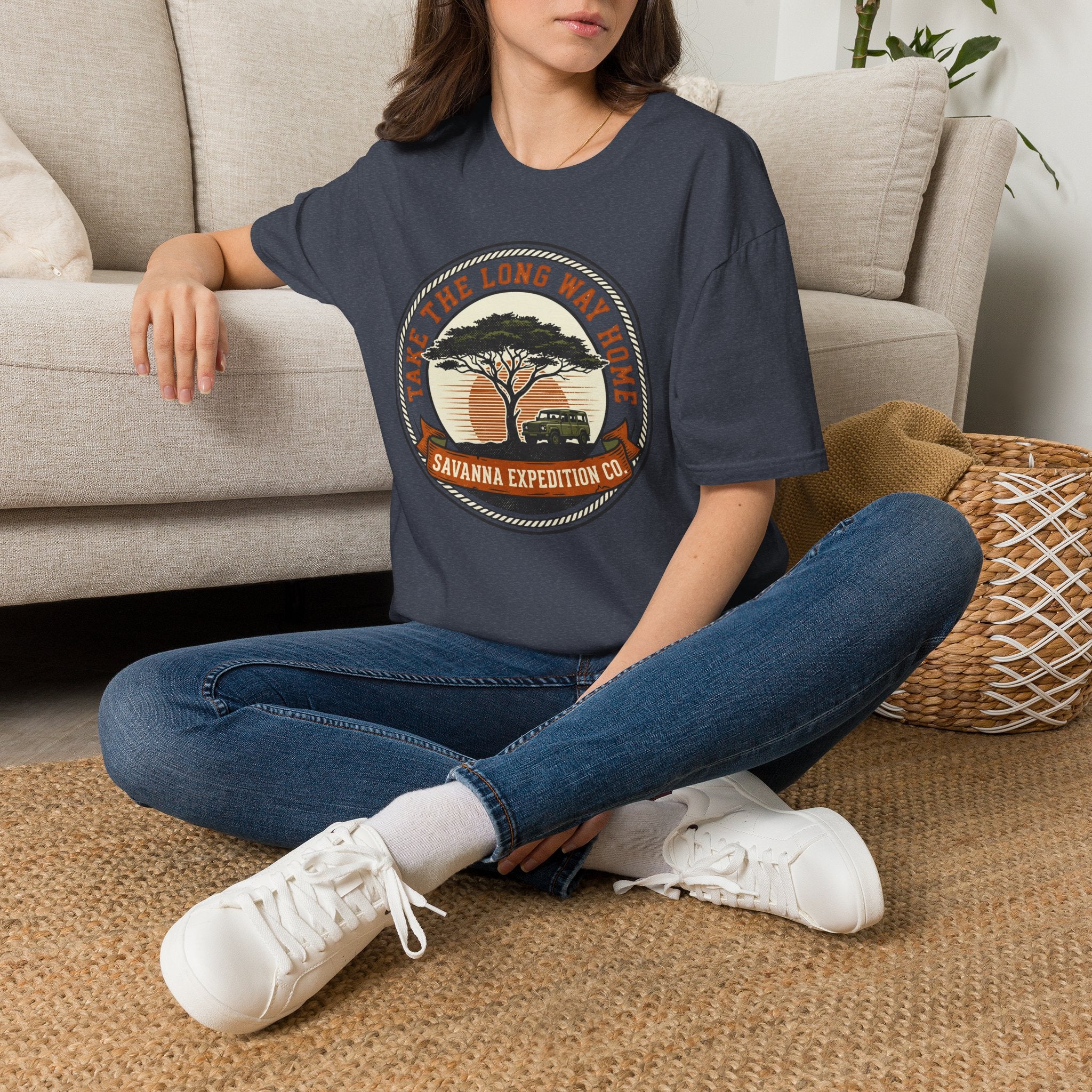 Take the long way home tree – Adventure Graphic Badge Art T-Shirt