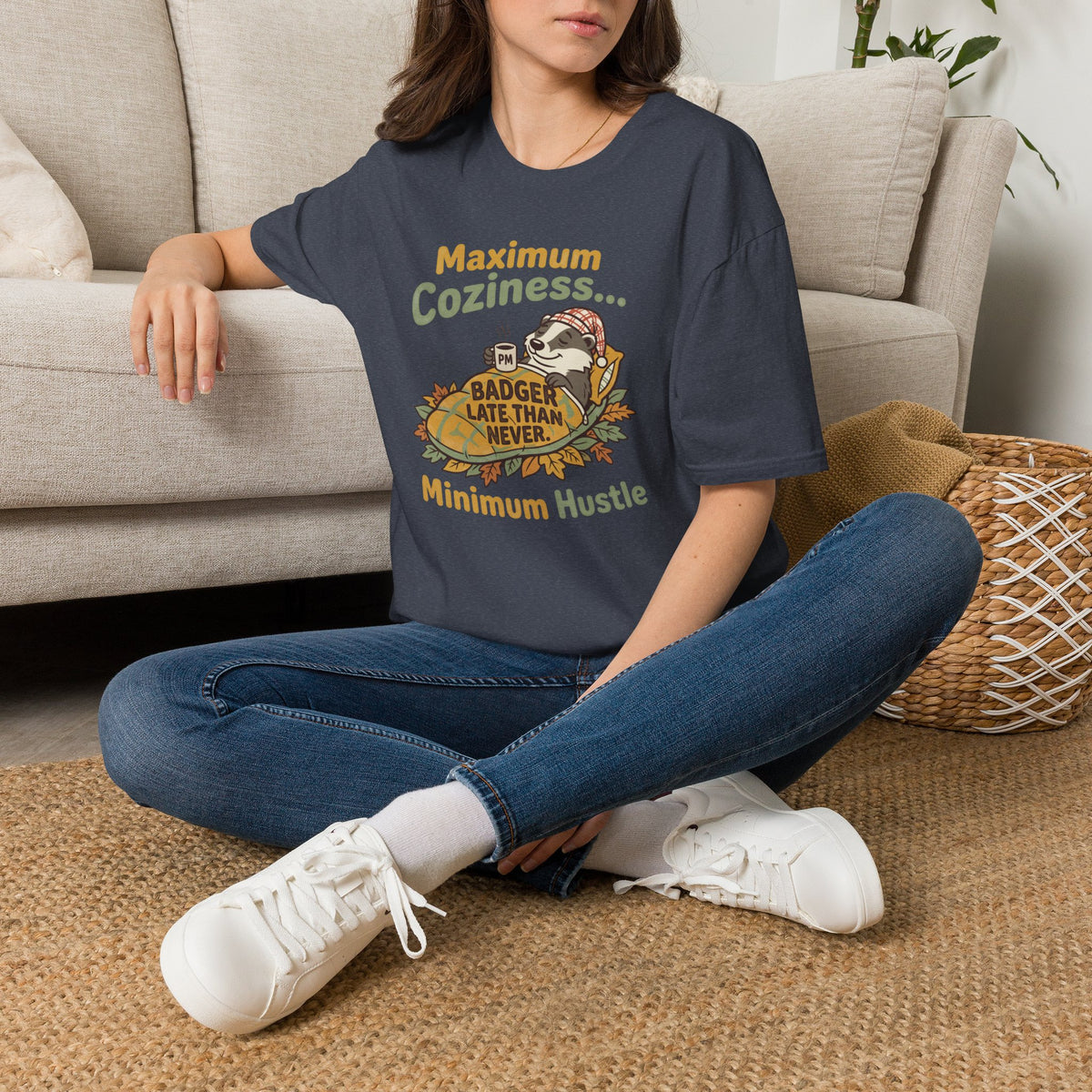 Maximum coziness badger – Adventure Graphic Cartoon Art T-Shirt