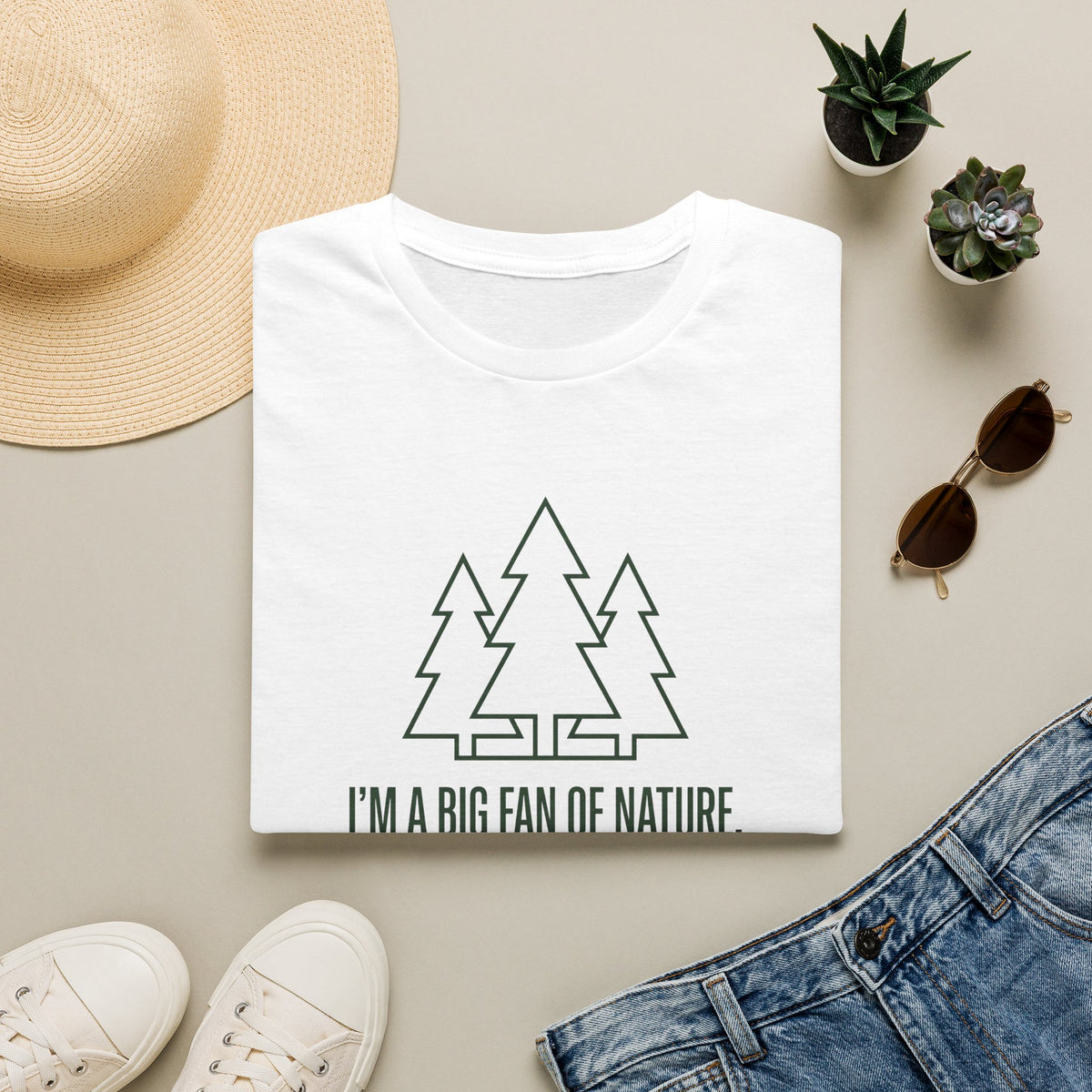Big fan of nature treemendous – Adventure Graphic Line Art T-Shirt