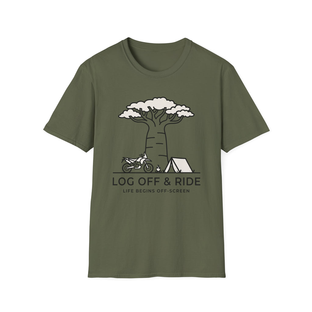 Log off and ride – Adventure Graphic Line Art T-Shirt