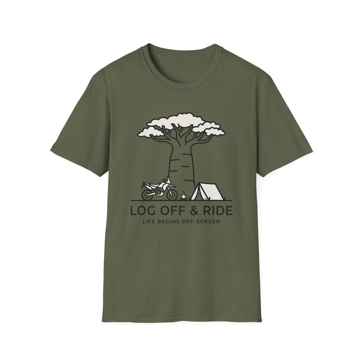 Log off and ride – Adventure Graphic Line Art T-Shirt