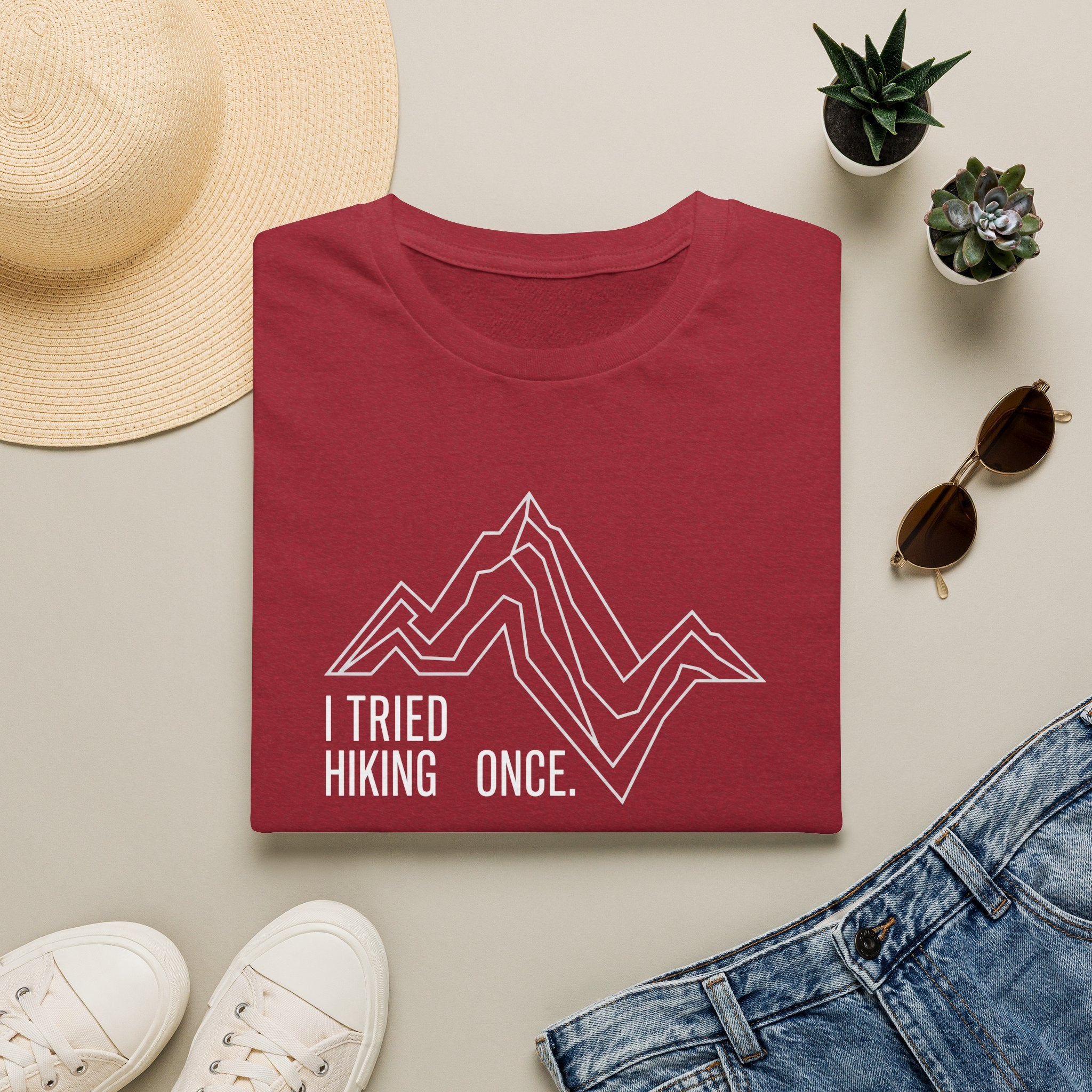 Hiking ups and downs – Adventure Graphic Line Art T-Shirt
