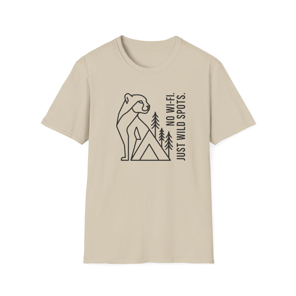 No wifi just wild spots tent – Adventure Graphic Line Art T-Shirt