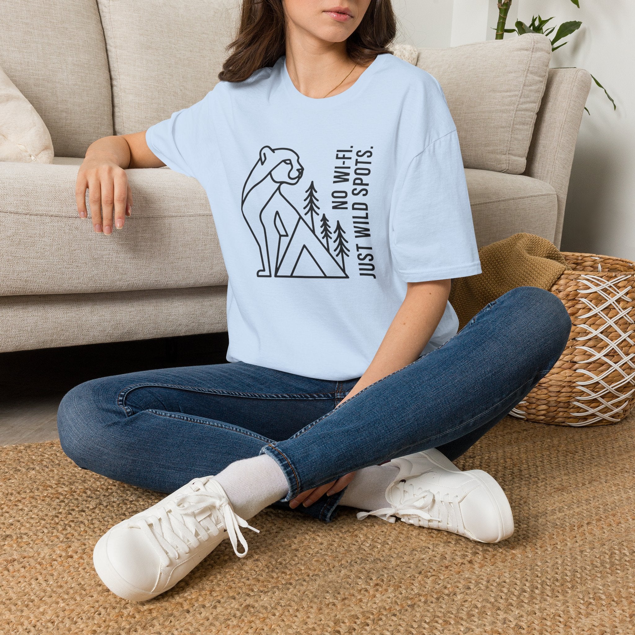 No wifi just wild spots tent – Adventure Graphic Line Art T-Shirt