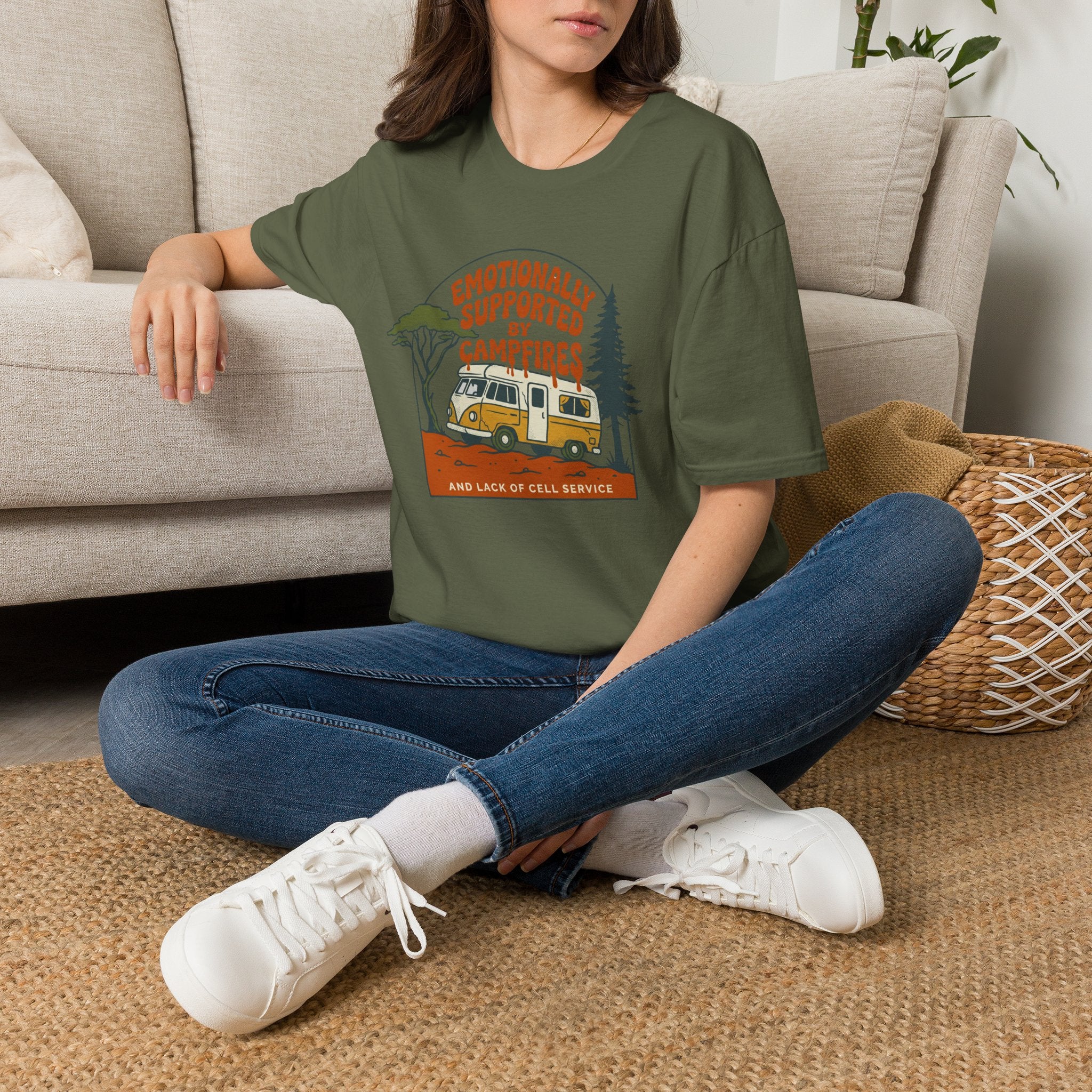Emotionally supported by campfires T-SHIRT