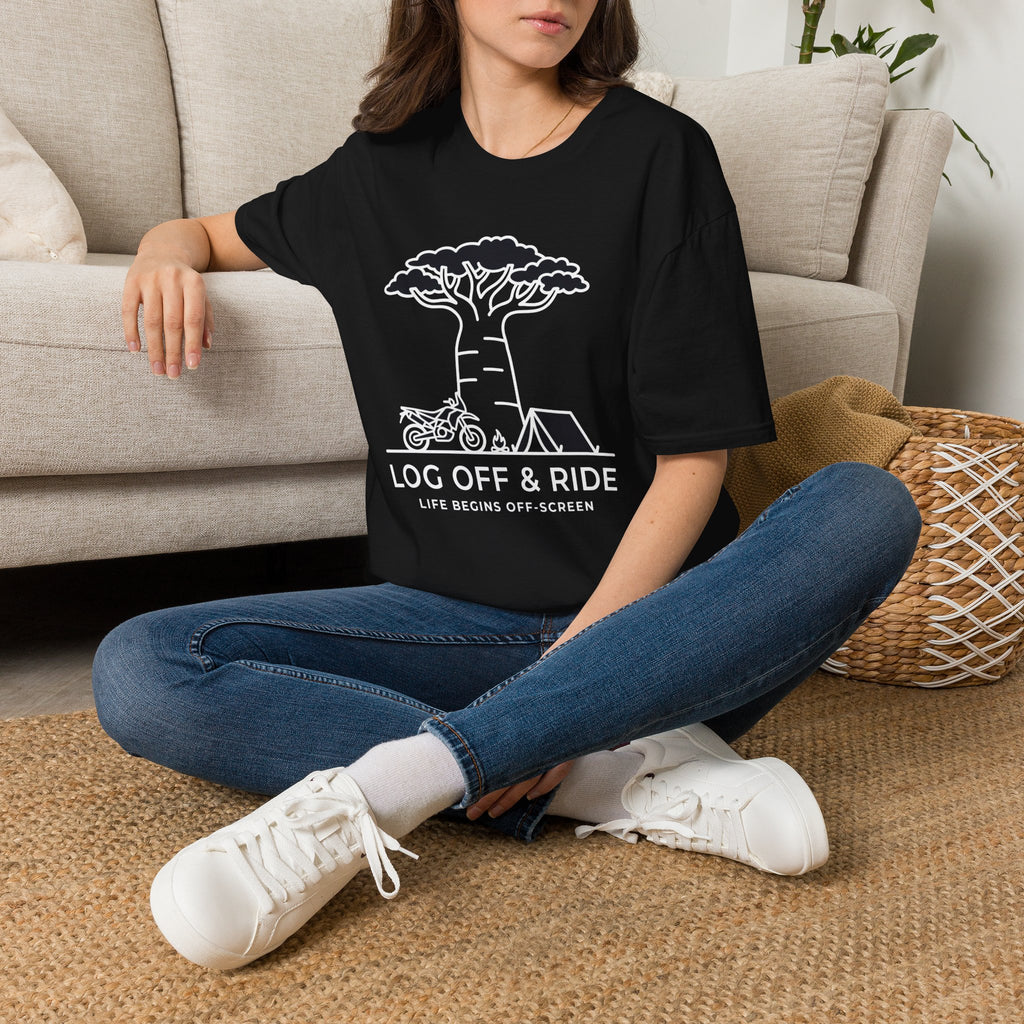 Log off and ride – Adventure Graphic Line Art T-Shirt