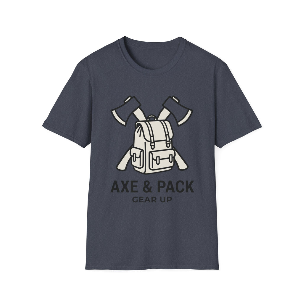 Axe and pack gear up – Adventure Graphic Line Art T-Shirt