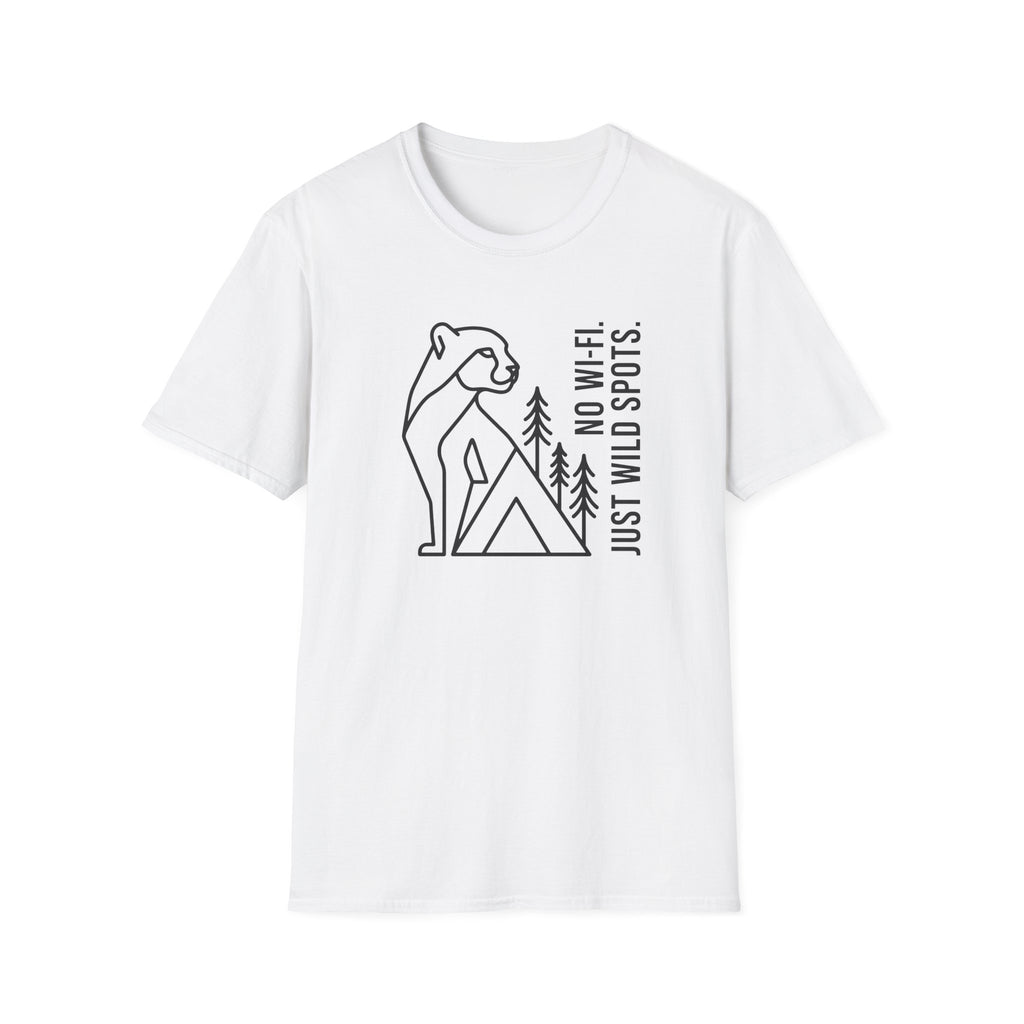 No wifi just wild spots tent – Adventure Graphic Line Art T-Shirt