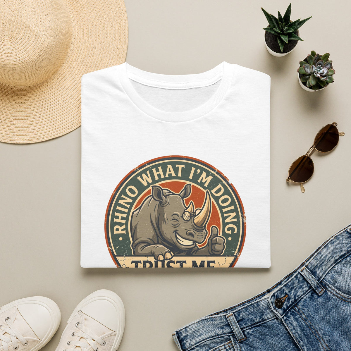 Rhino what I am doing – Adventure Graphic Badge Art T-Shirt