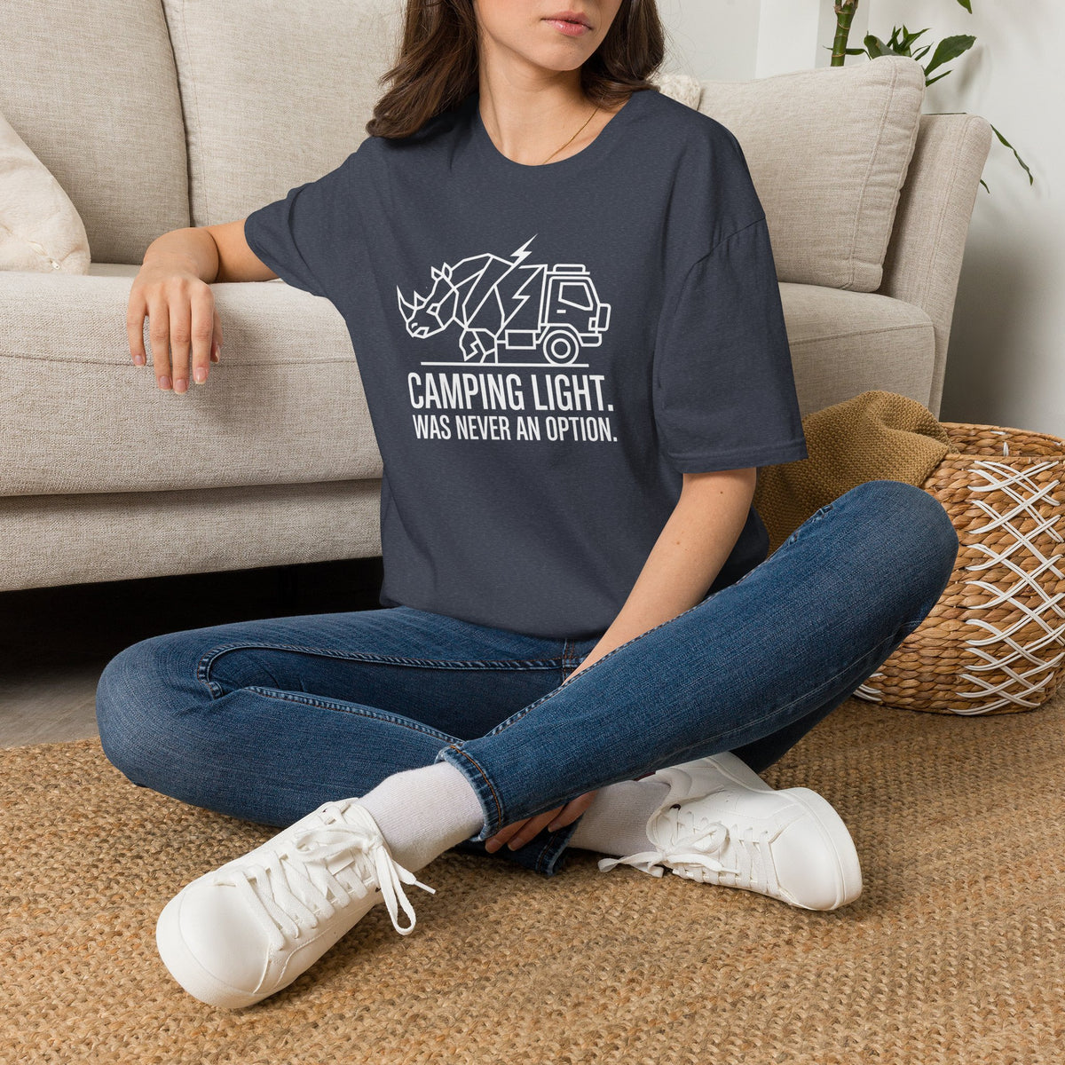 Camping light was never an option – Adventure Graphic Line Art T-Shirt
