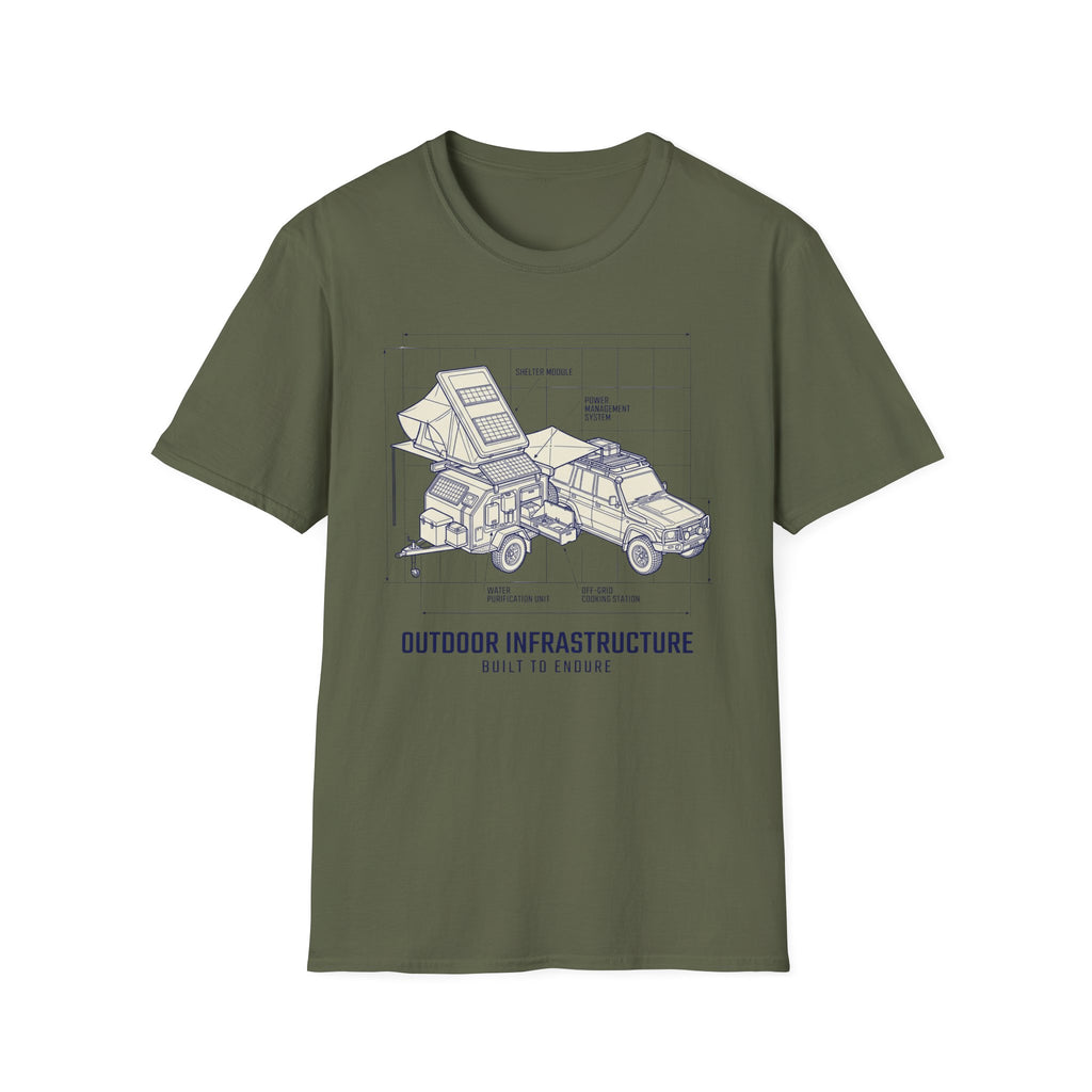 Outdoor infrastructure trailer – Adventure Graphic Blue Print T-Shirt