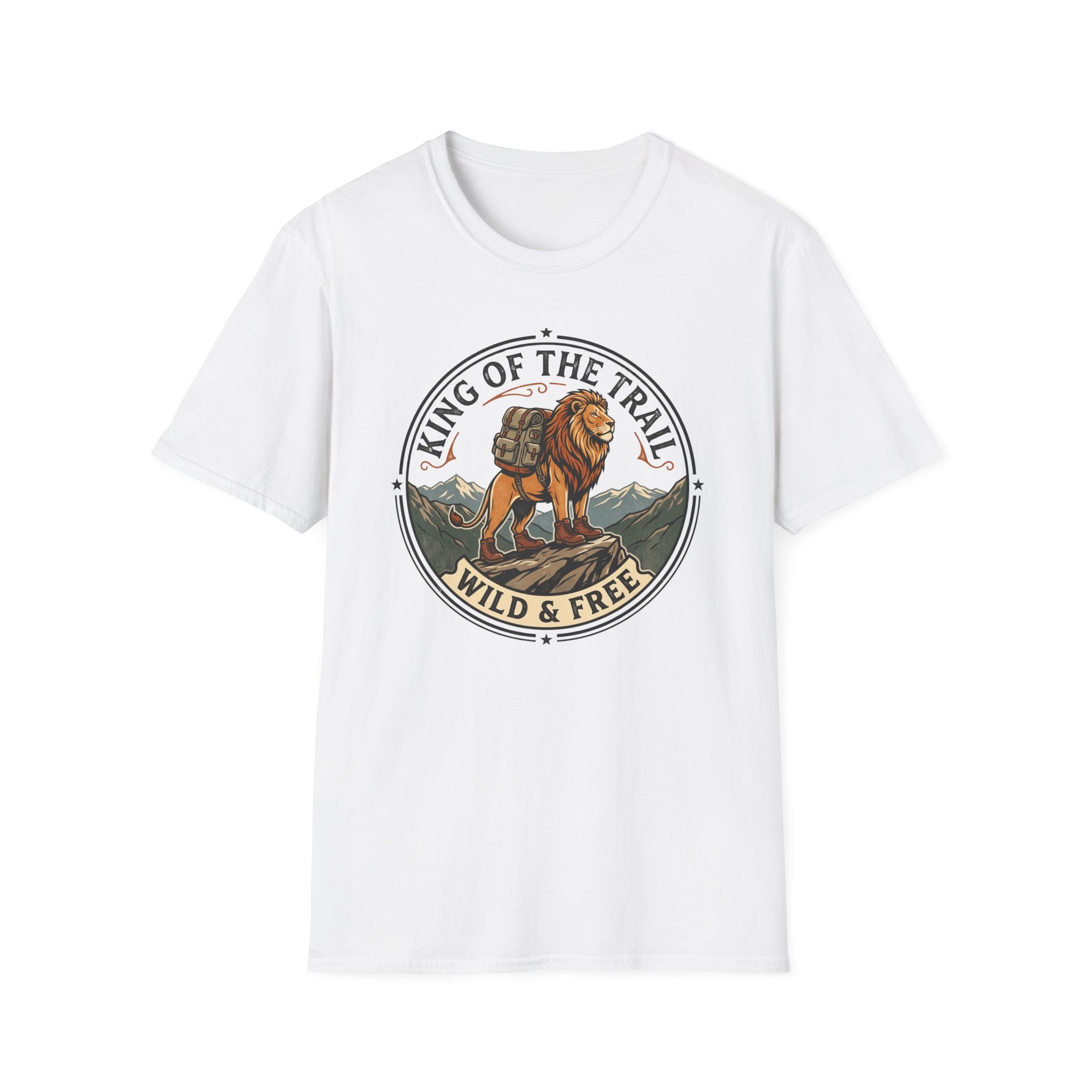 King of the trail lion - – Adventure Graphic Badge Art T-Shirt