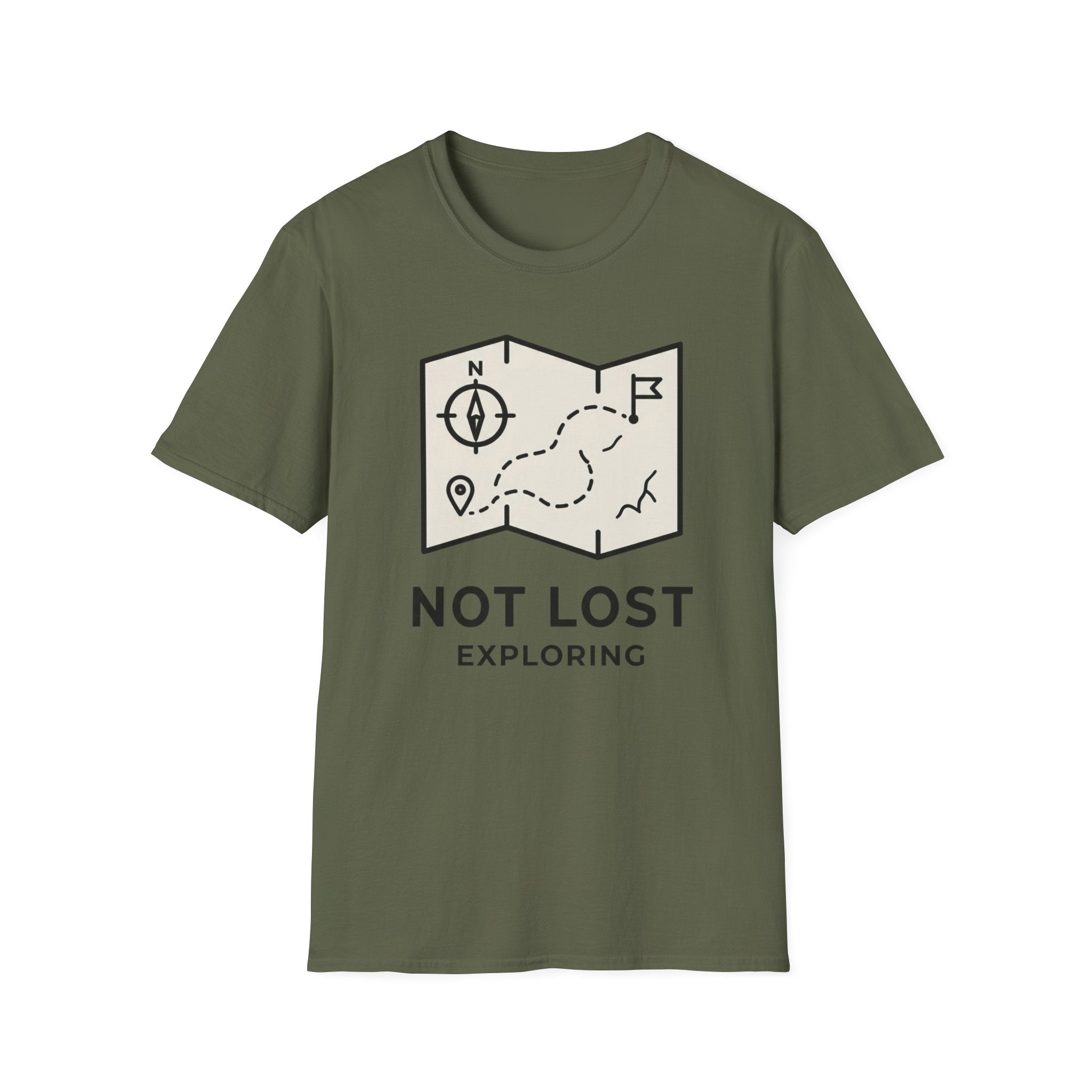 Not lost exploring – Adventure Graphic Line Art T-Shirt