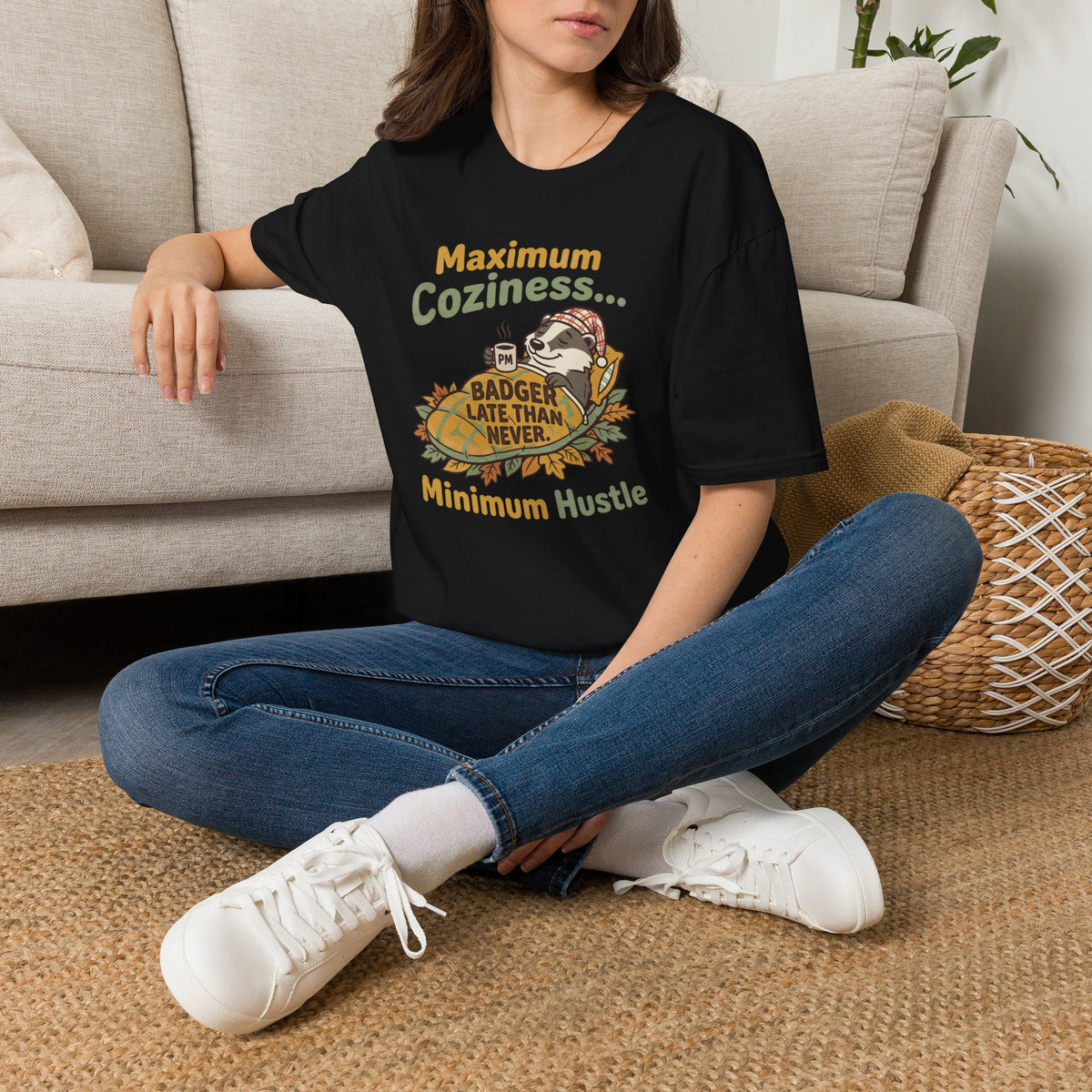 Maximum coziness badger – Adventure Graphic Cartoon Art T-Shirt