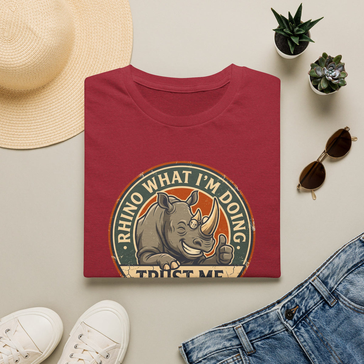 Rhino what I am doing – Adventure Graphic Badge Art T-Shirt