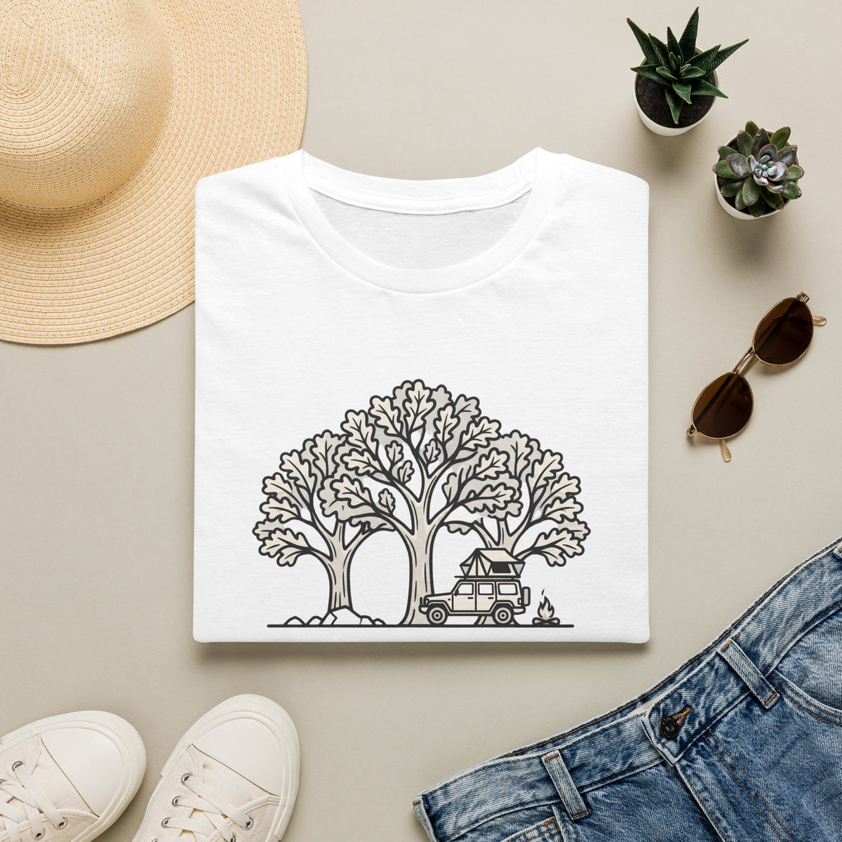 Deep roots forest living – Adventure Graphic Line Art T-Shirt