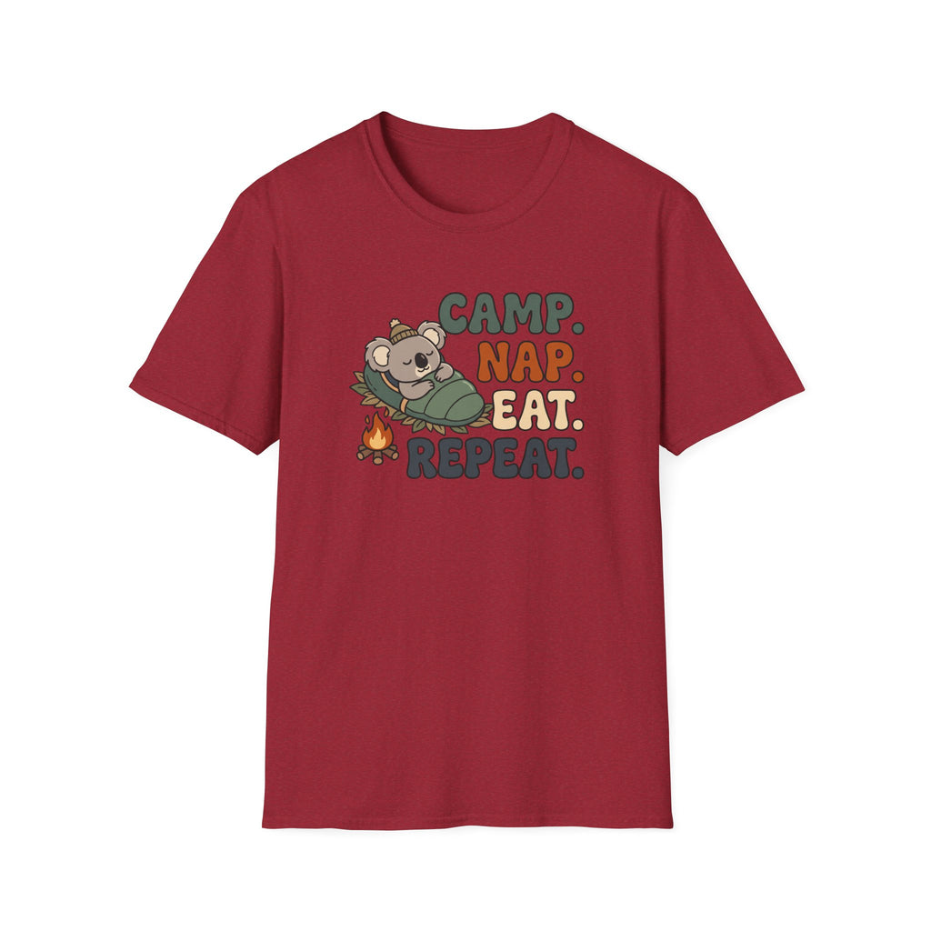 Camp nap eat repeat koala – Adventure Graphic Cartoon Art T-Shirt