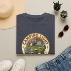 Camping light was never an option – Adventure Graphic Badge Art T-Shirt