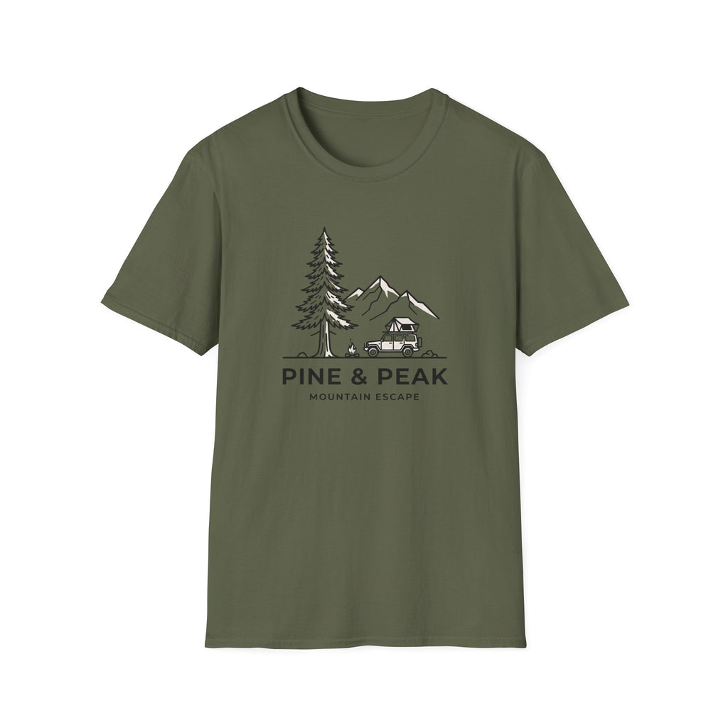 Pine and peak mountain escape – Adventure Graphic Line Art T-Shirt