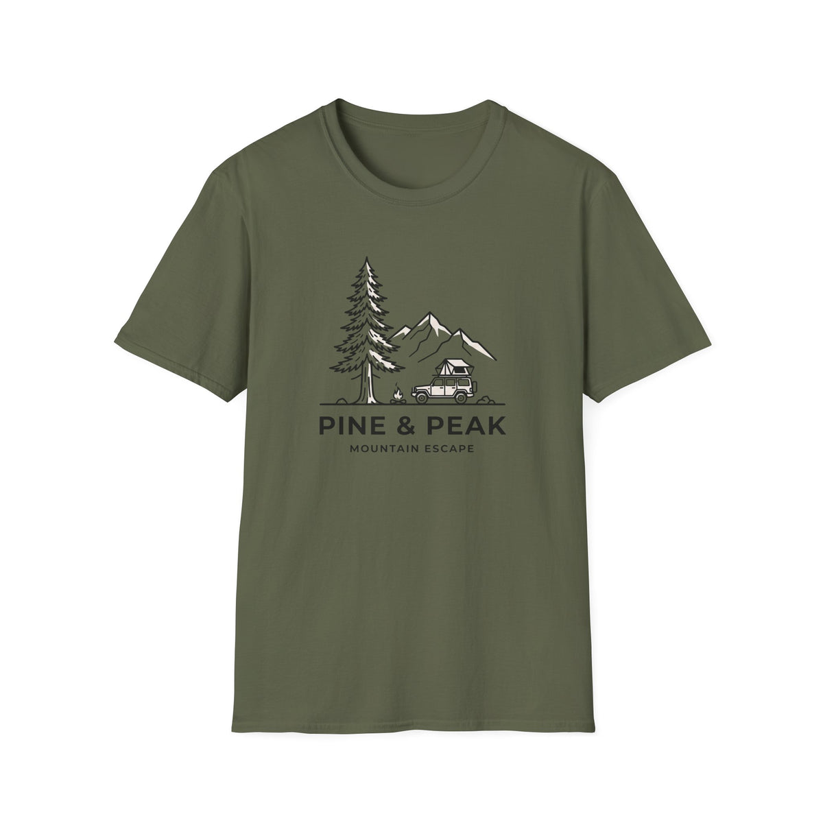 Pine and peak mountain escape – Adventure Graphic Line Art T-Shirt