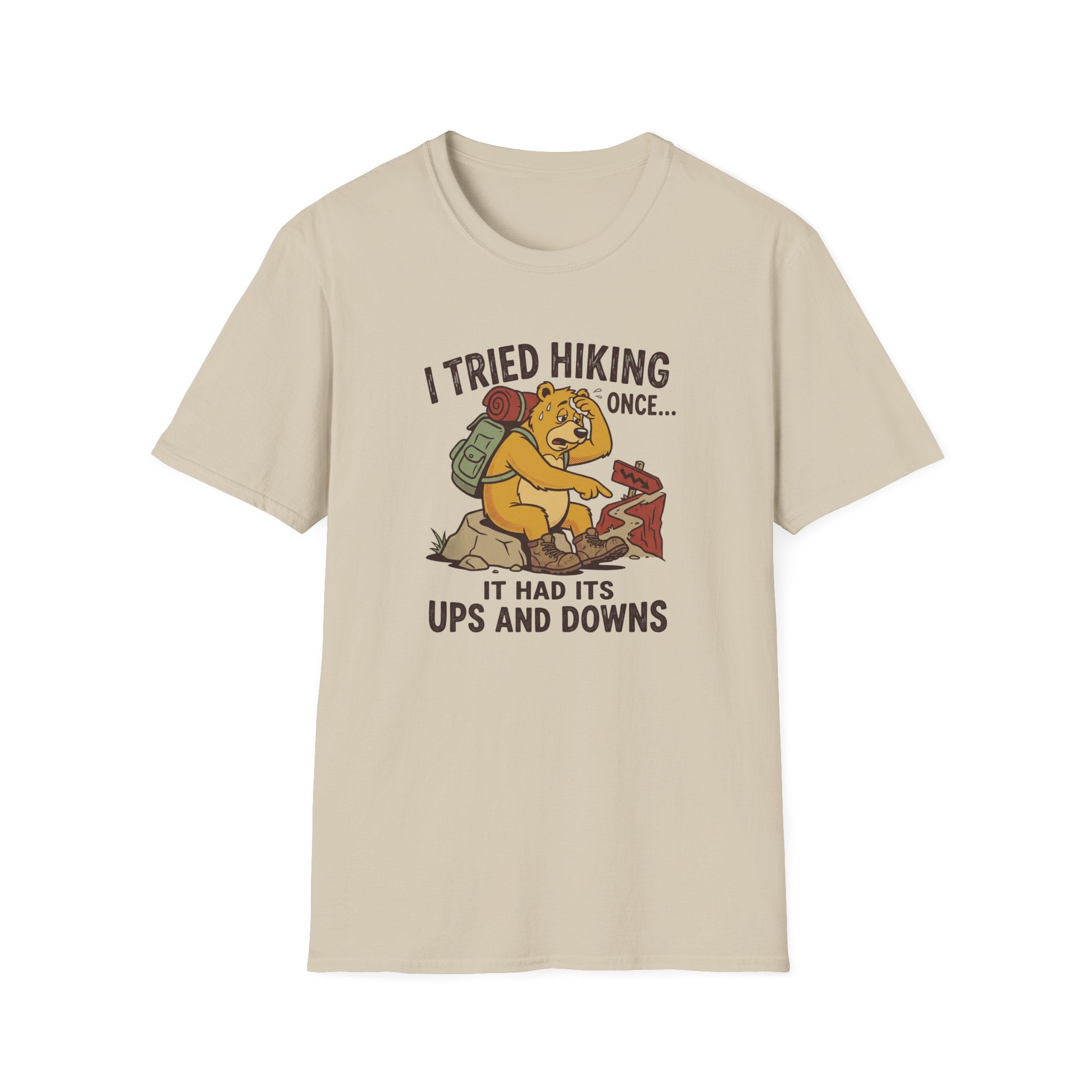 Hiking ups and downs bear – Adventure Graphic Cartoon Art T-Shirt