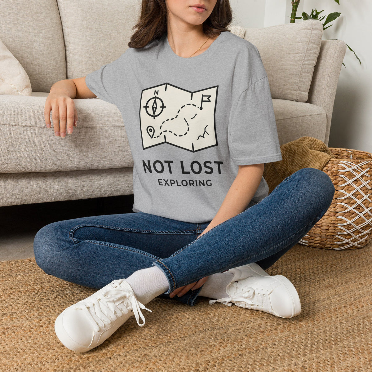 Not lost exploring – Adventure Graphic Line Art T-Shirt
