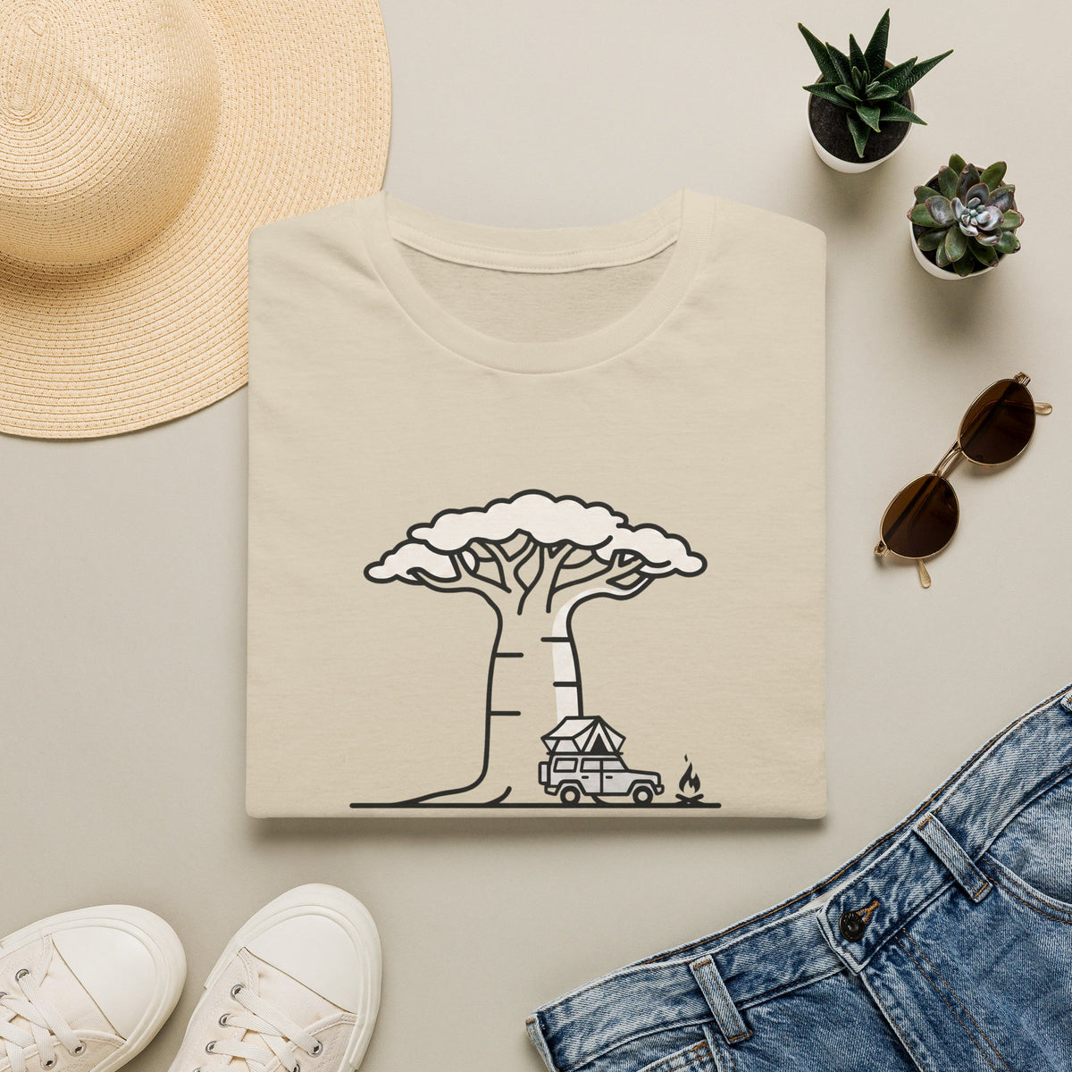 Ancient shade baobab – Adventure Graphic Line Art T-Shirt