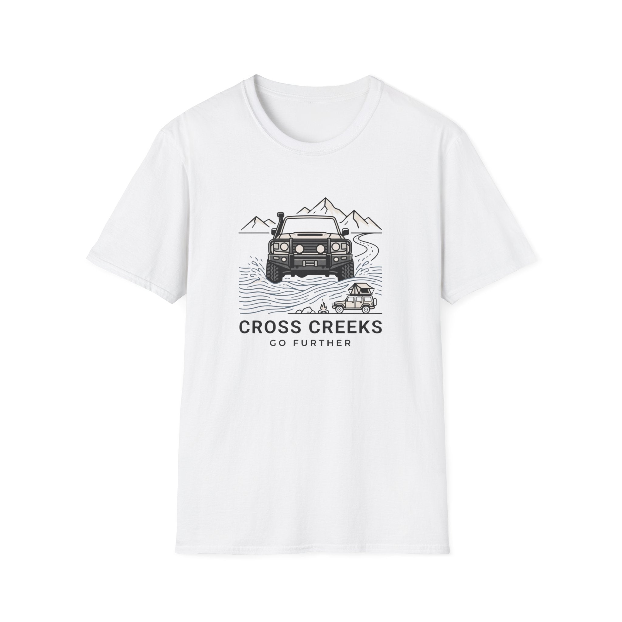 Cross creeks go further – Adventure Graphic Line Art T-Shirt