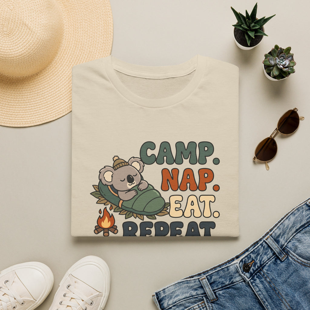 Camp nap eat repeat koala – Adventure Graphic Cartoon Art T-Shirt