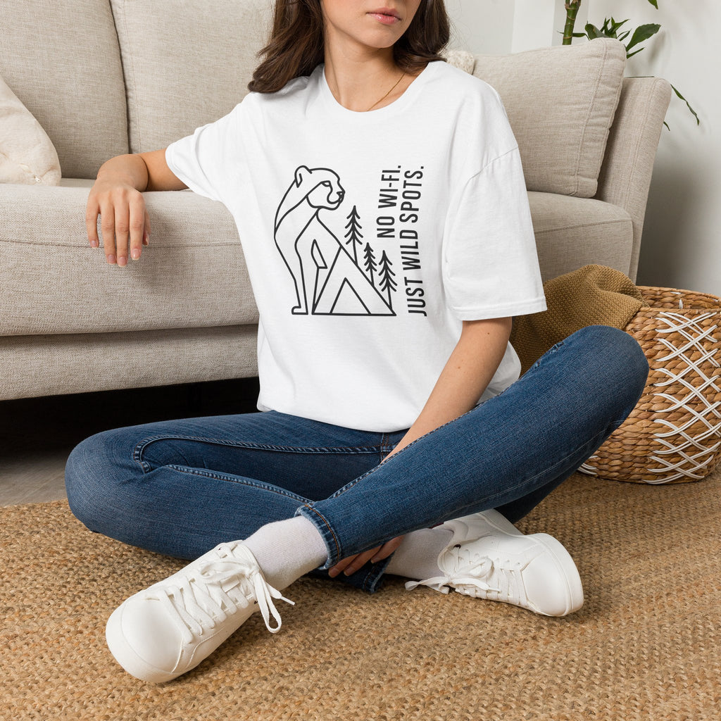 No wifi just wild spots tent – Adventure Graphic Line Art T-Shirt