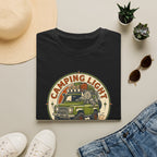 Camping light was never an option – Adventure Graphic Badge Art T-Shirt