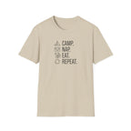 Camp nap eat repeat koala – Adventure Graphic Line Art T-Shirt