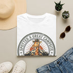 Spotted a great camp site giraffe – Adventure Graphic Badge Art T-Shirt