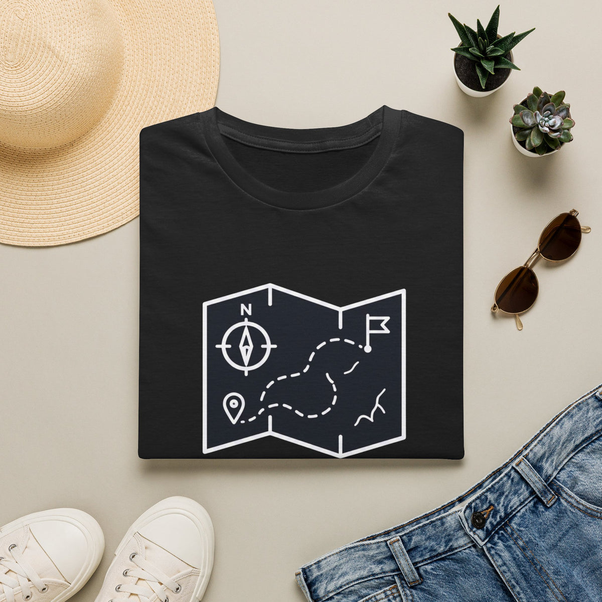 Not lost exploring – Adventure Graphic Line Art T-Shirt