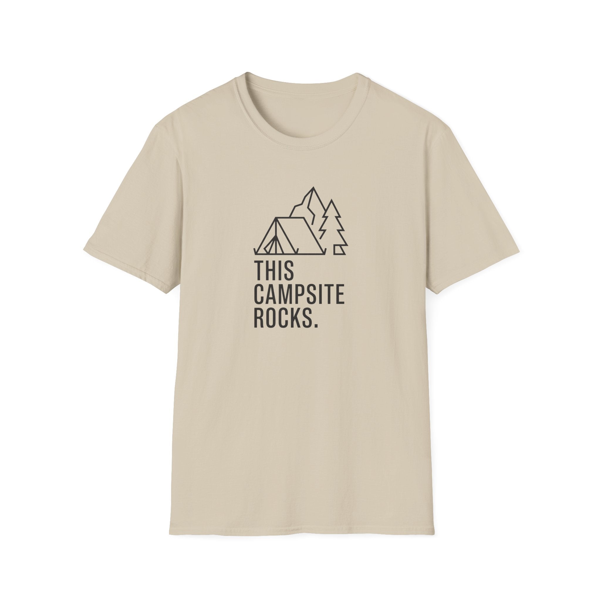 This camp site rocks – Adventure Graphic Line Art T-Shirt